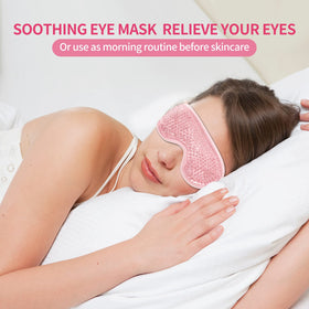 CONSGIJI eye mask held in hand illustrating compact size and travel convenience