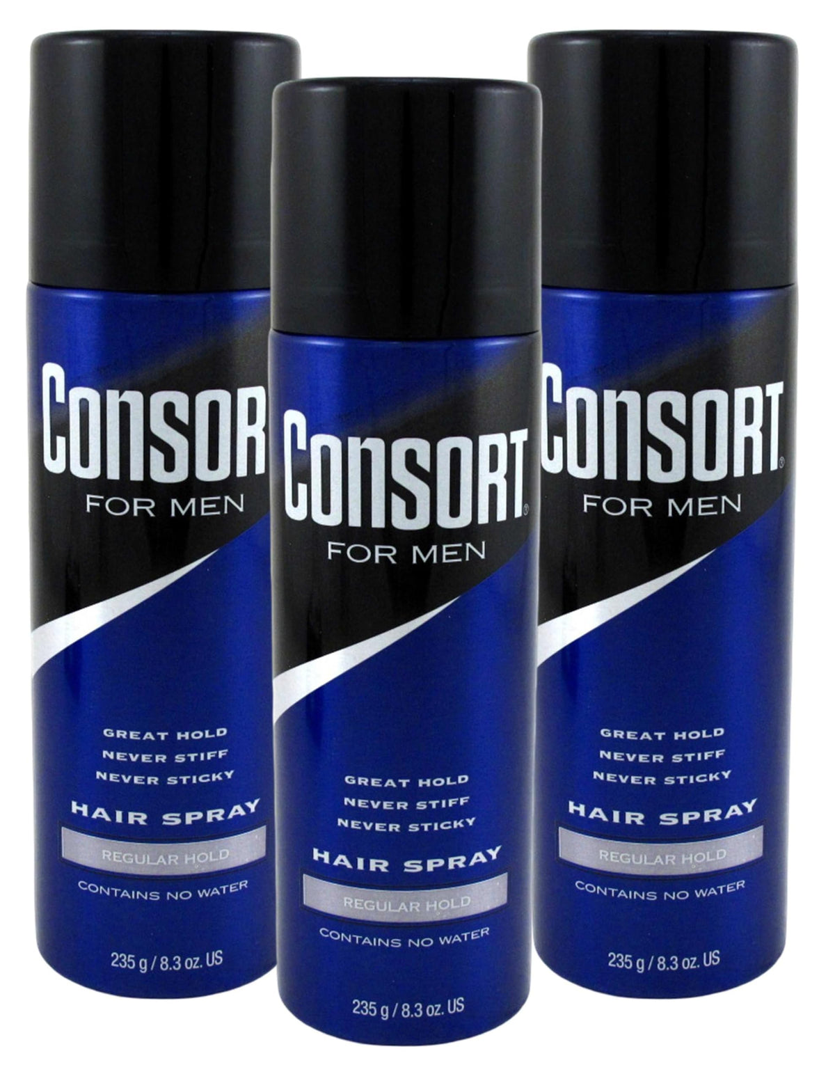 Consort size comparison in hand showing compact 235ml can convenience for travel