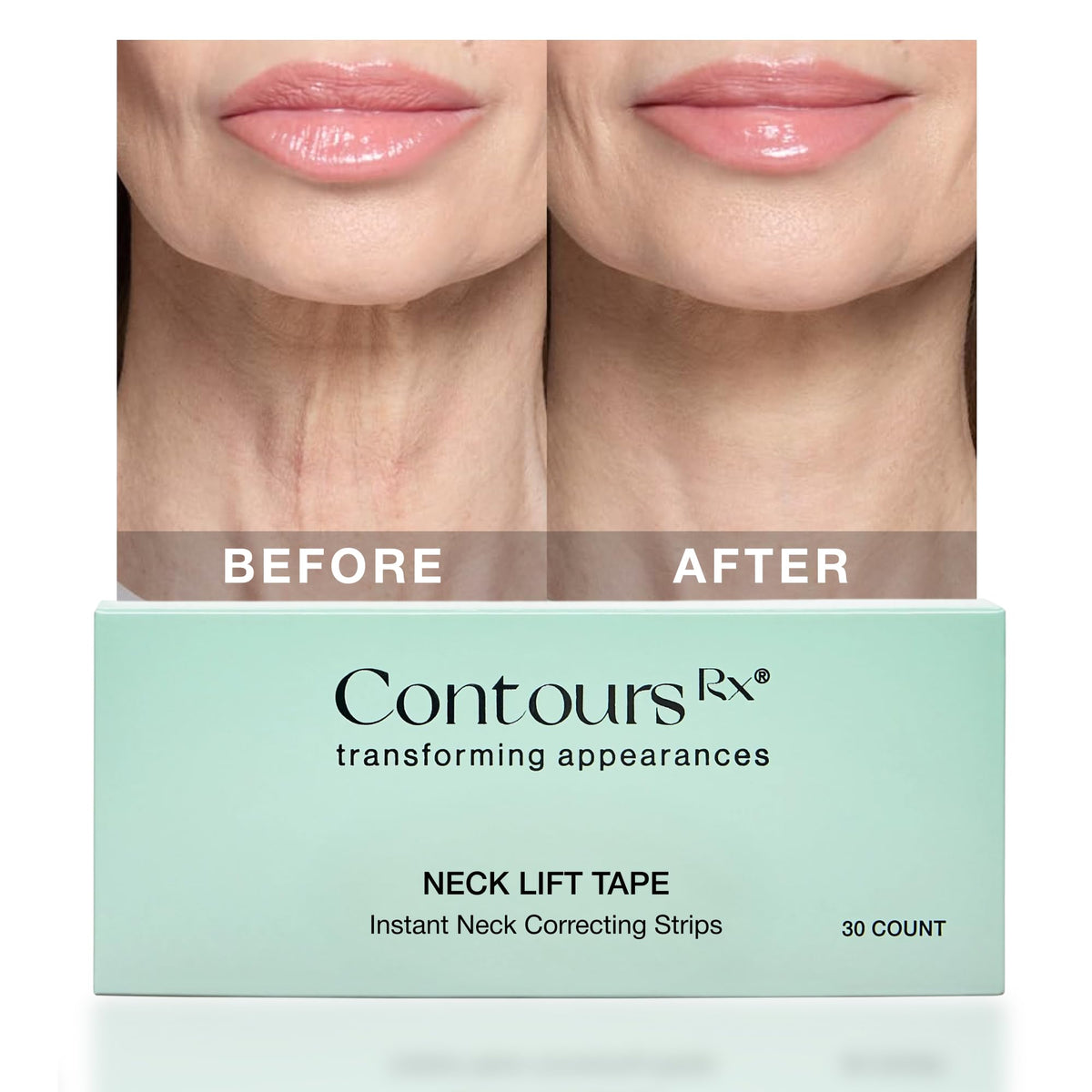 Contours Rx application step-by-step behind neck demonstrating fast lift