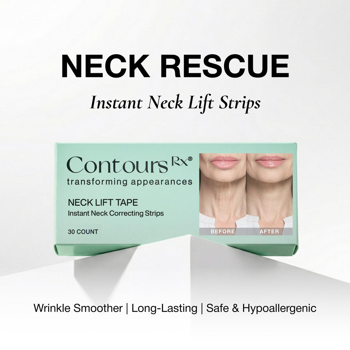 Contours Rx before and after profile illustrating smoother neck silhouette