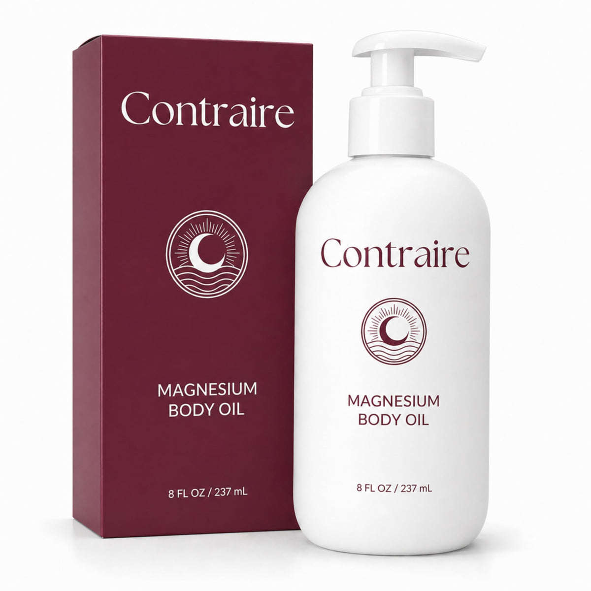 Contraire front packaging shows bottle and calming sleep oil benefits