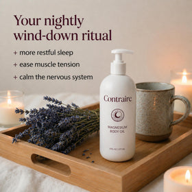 Contraire label ingredients close-up listing magnesium chloride and botanicals