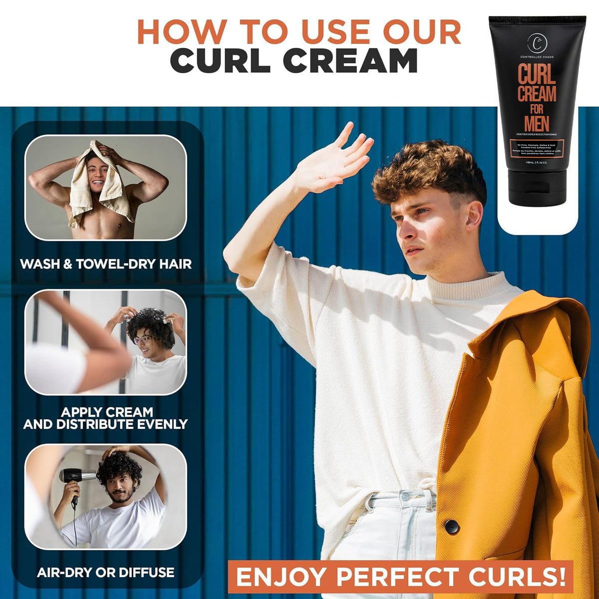Controlled Chaos before and after curls showing reduced frizz and improved definition benefit