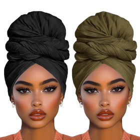 COOKOO front view of black and army green wraps showing colors and length benefit