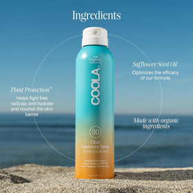 COOLA 6 fl oz bottle held in hand shows travel-friendly, portable benefit