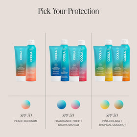 COOLA spray being used at the beach providing water-resistant protection