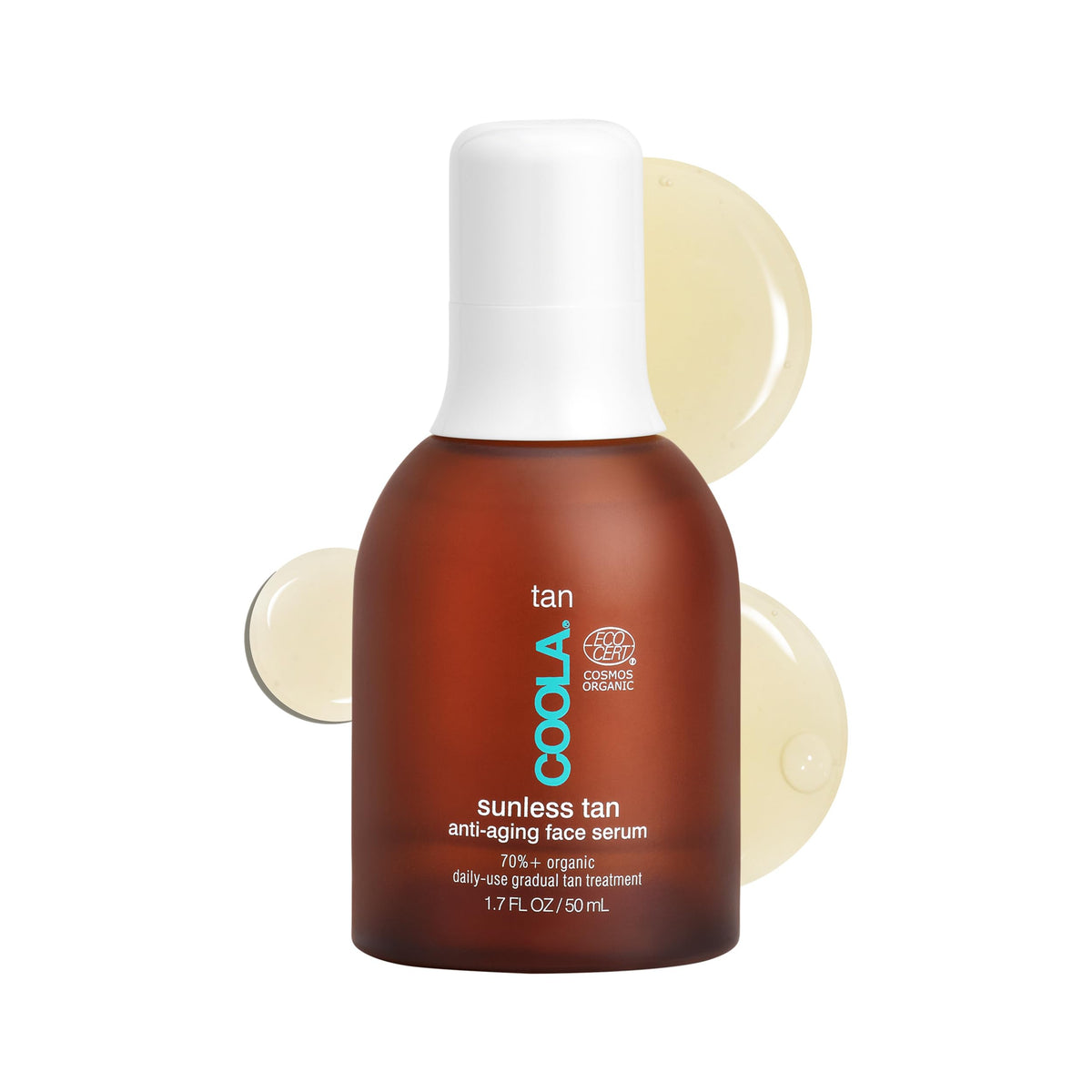 COOLA face serum front packaging showing pump and label for easy dosing and natural glow