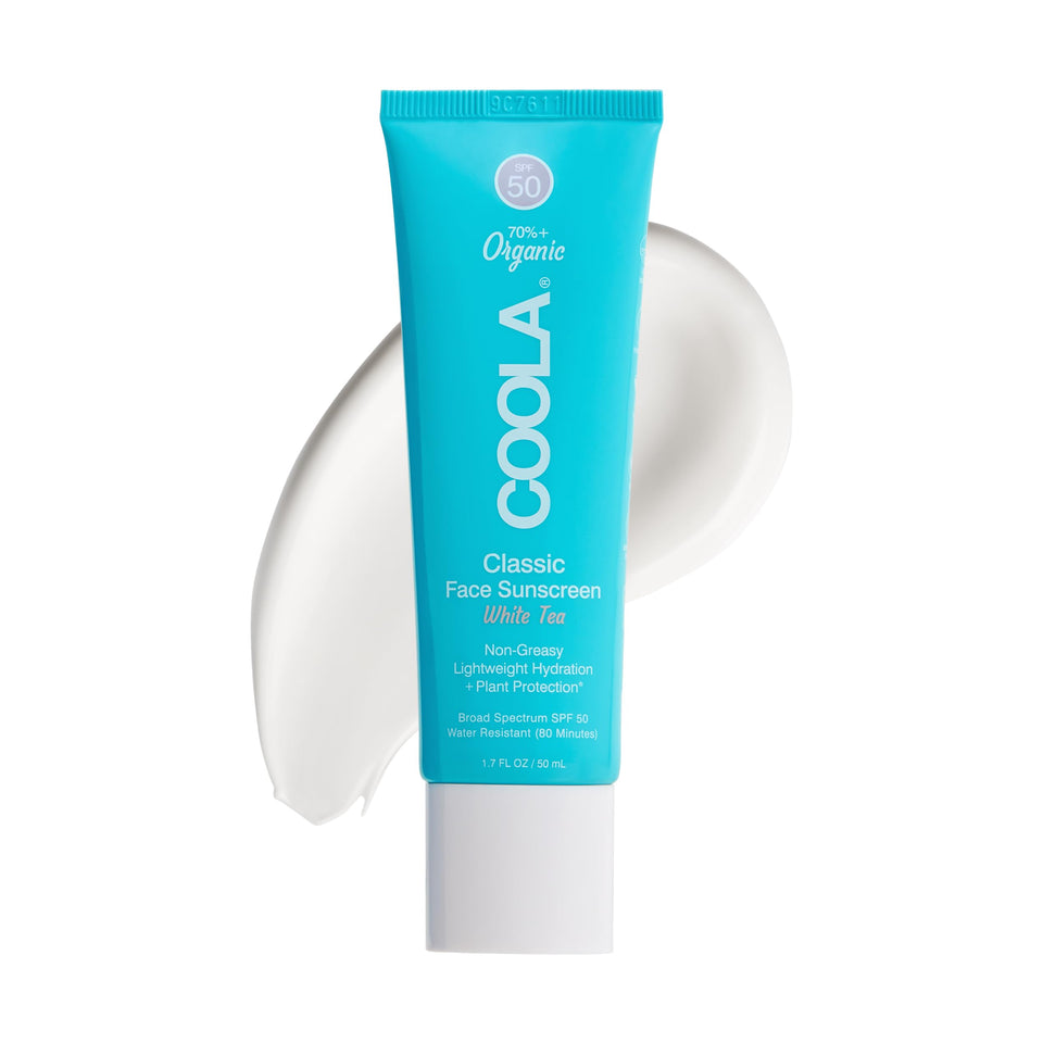 COOLA face sunscreen front packaging showing tube and SPF50 protection