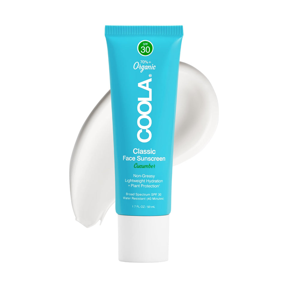COOLA face sunscreen front packaging showing SPF 30 and lightweight lotion benefit