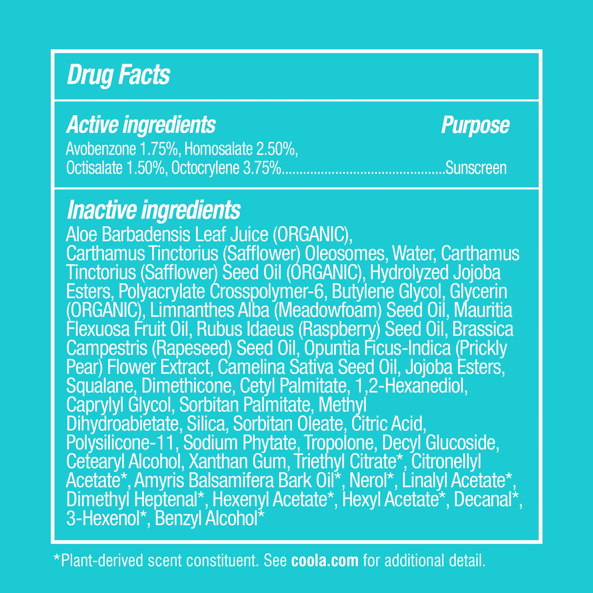 COOLA face sunscreen texture close-up showing smooth, fast-absorbing lotion benefit