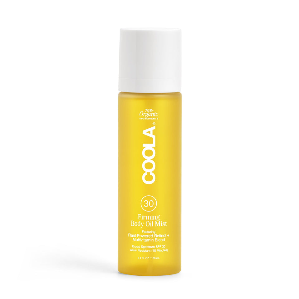 COOLA front packaging showing SPF 30 and firming oil benefits