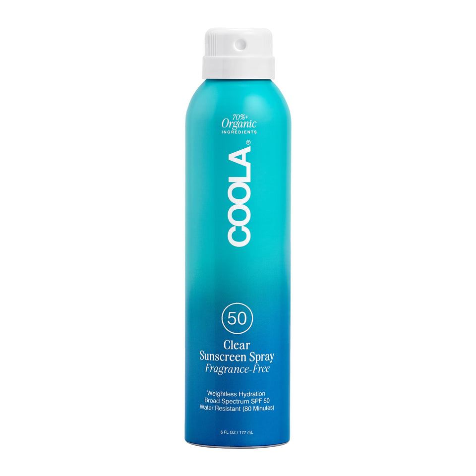 COOLA front packaging showing SPF 50 spray and benefits