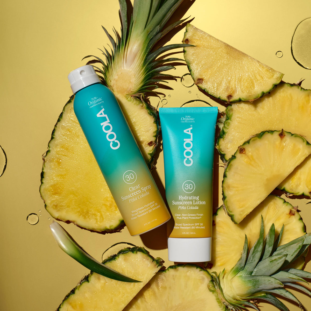 COOLA ingredients label close-up showing antioxidant plant benefits