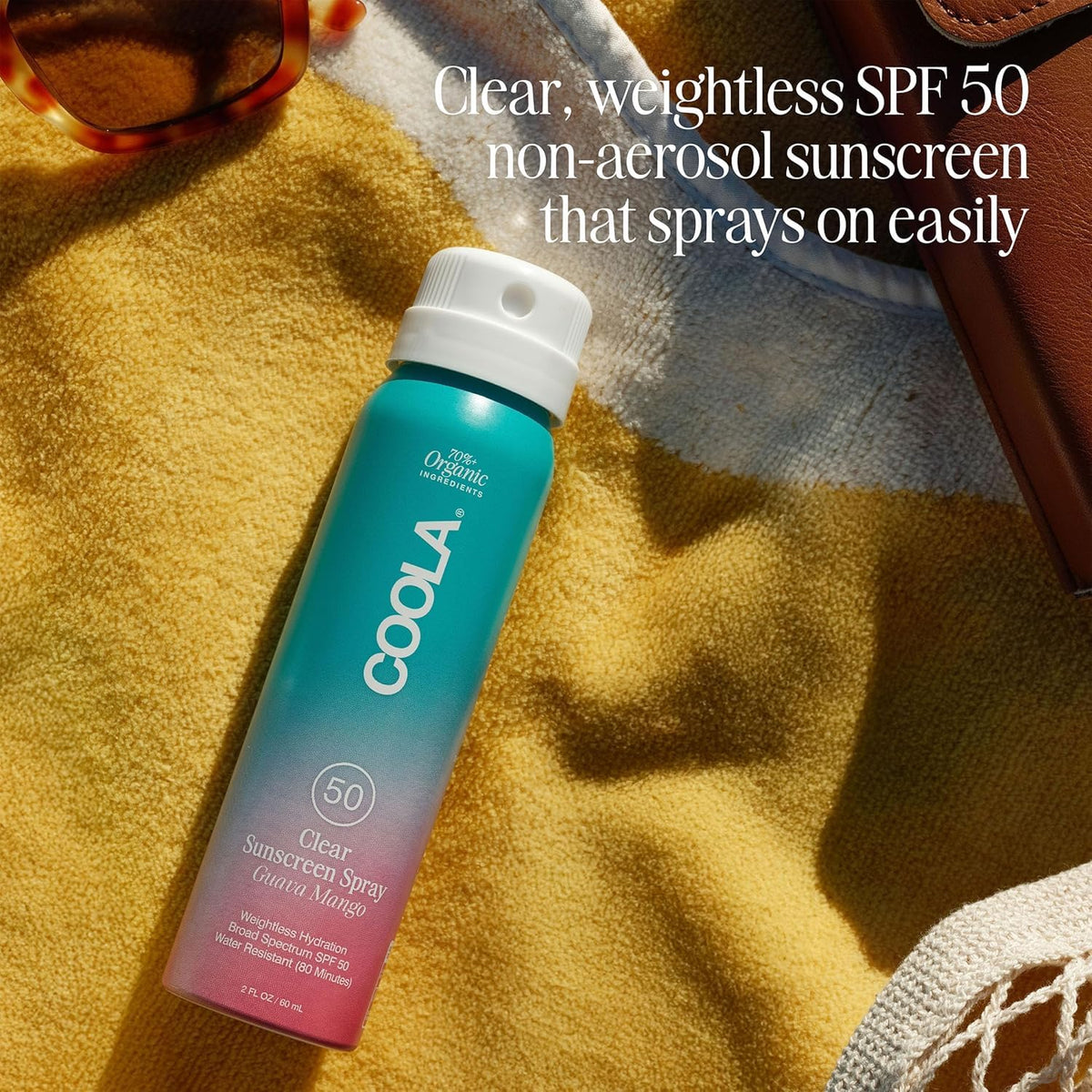COOLA ingredients label showing organic antioxidants and reef-friendly formula