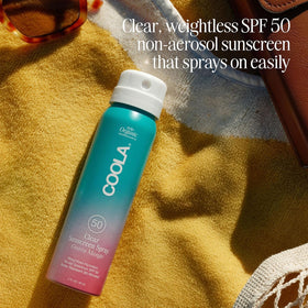 COOLA ingredients label showing organic antioxidants and reef-friendly formula