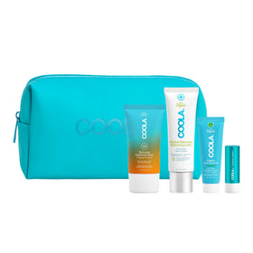 COOLA kit pouch front view showing travel-ready essentials and easy packing benefit