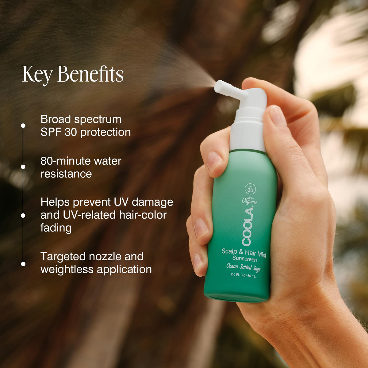 COOLA product label highlighting certified organic ingredients and benefits