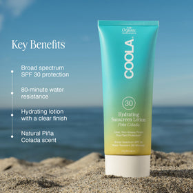 COOLA lotion texture close-up highlighting lightweight hydration