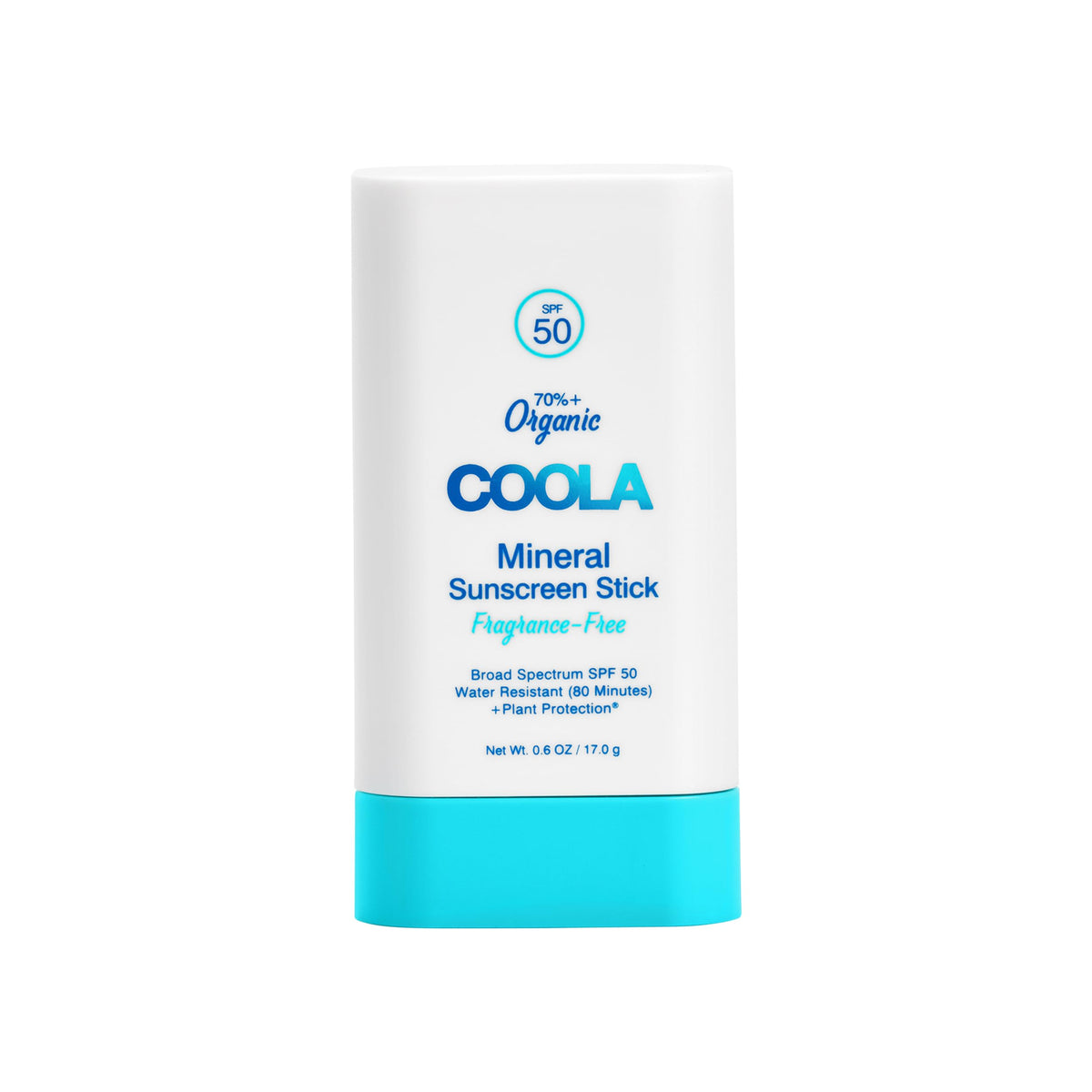 COOLA mineral sunscreen stick front packaging showing compact travel-friendly design and SPF 50 protection