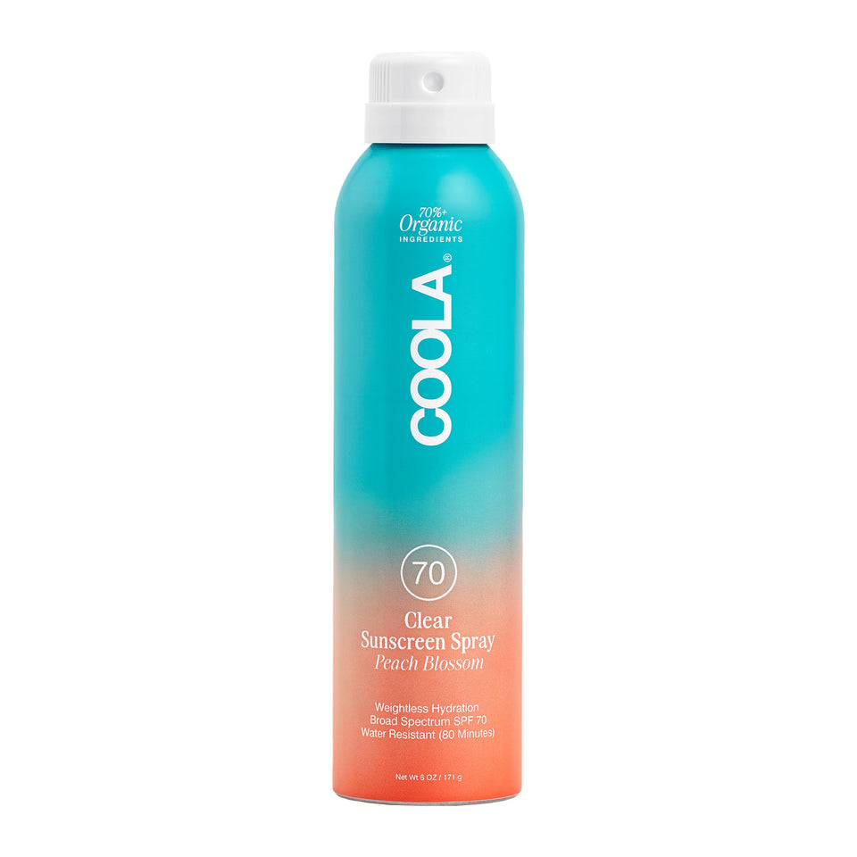 COOLA front packaging showing peach blossom scent and SPF 70 protection