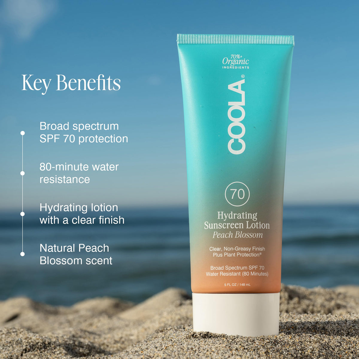 COOLA pump dispenser detail for easy application and controlled lotion dosage