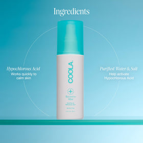COOLA bottle next to everyday items showing 3.4 oz portable size