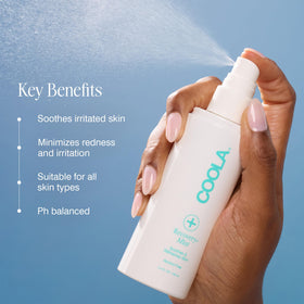 COOLA mist on skin close-up showing lightweight, non-greasy finish