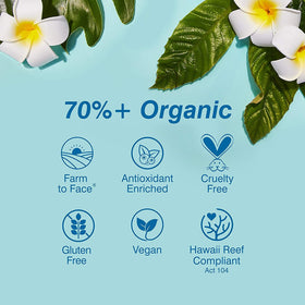 COOLA reef-compliant badge detail showing eco-friendly, Hawaii Act 104 benefit