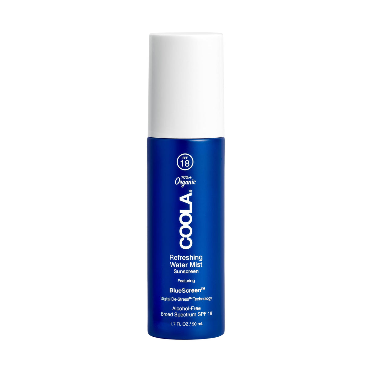 COOLA front packaging showing SPF 18 label and organic ingredients benefits
