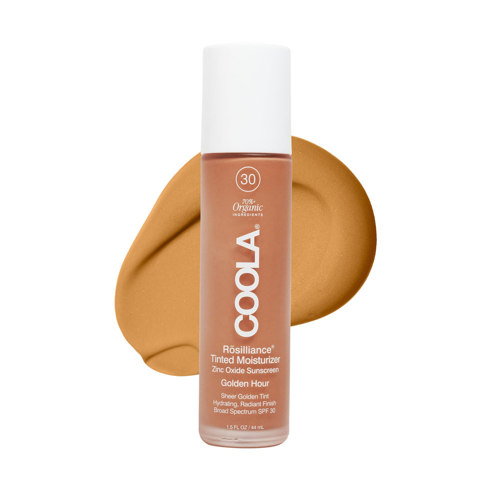 COOLA Rosilliance front tube showing shade Golden Hour and SPF benefit