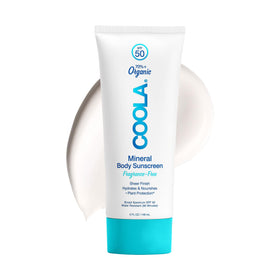 COOLA front packaging of SPF 50 body lotion showing clean label and size