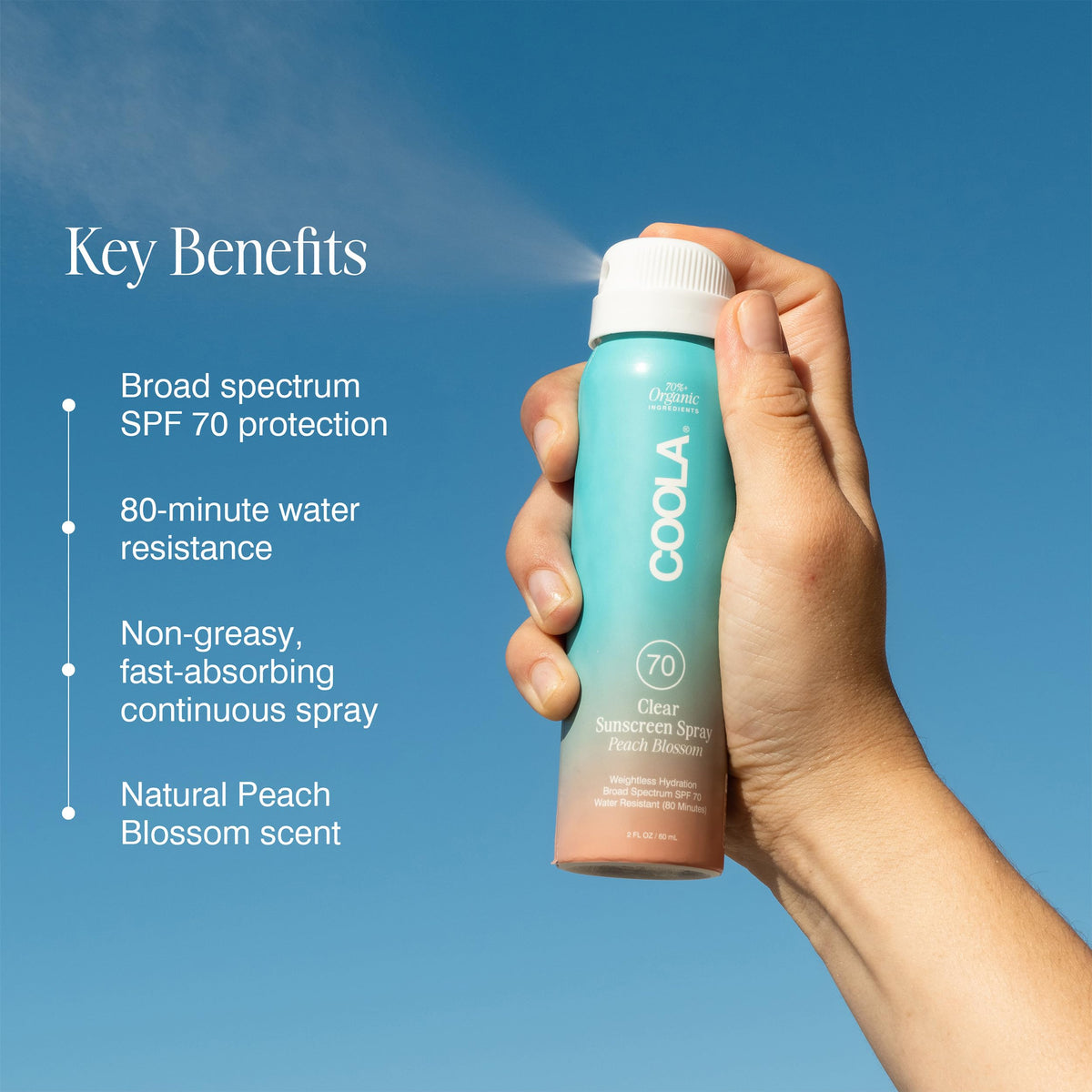 COOLA back label with ingredient list highlighting reef‑friendly and vegan benefits