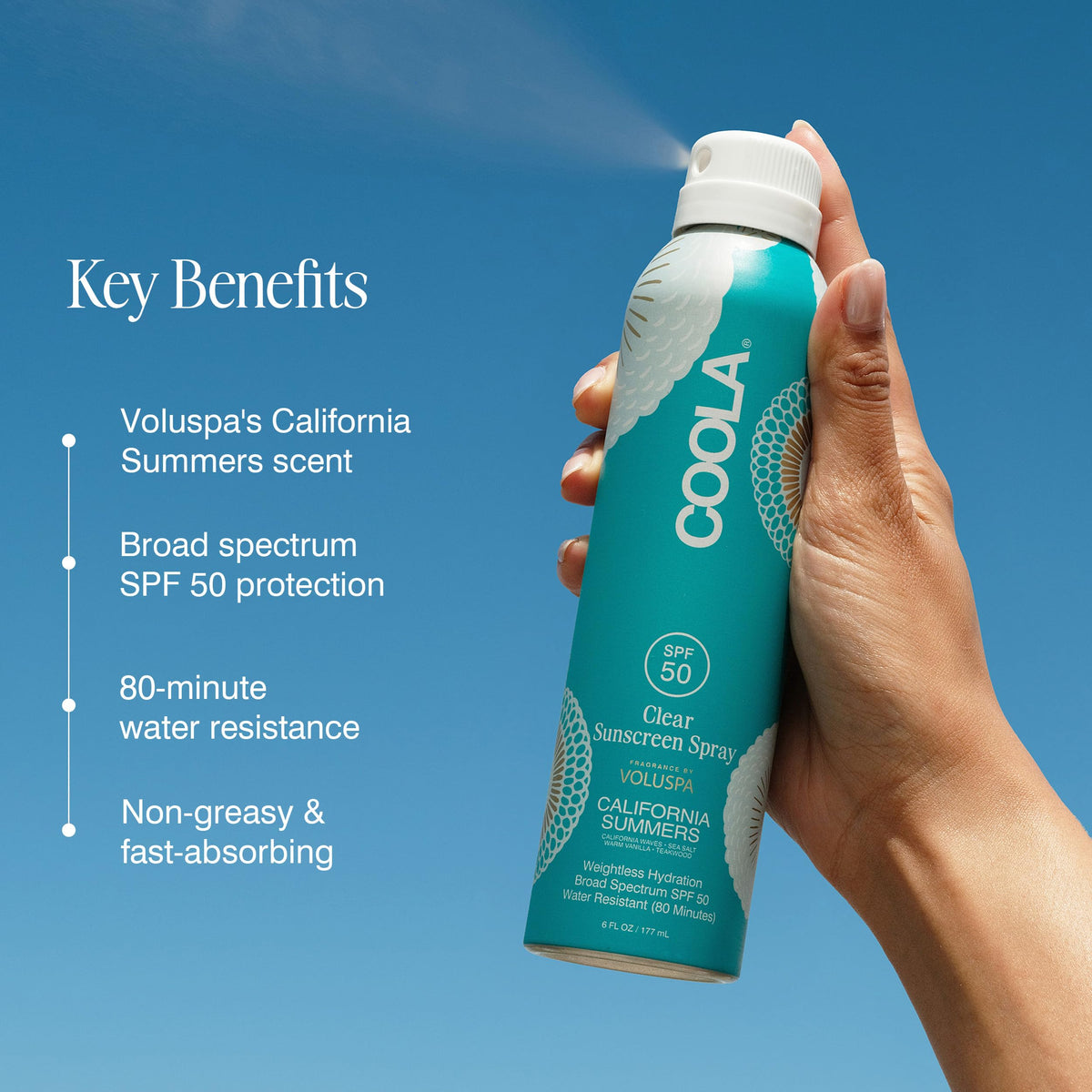COOLA sunblock in hand during application for even coverage