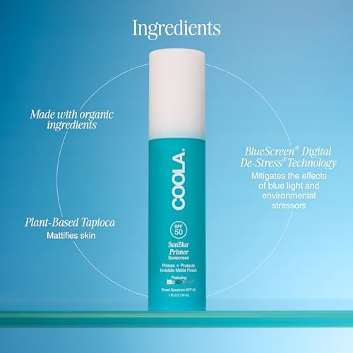COOLA SunBlur poured onto fingertip for size and transparency benefit