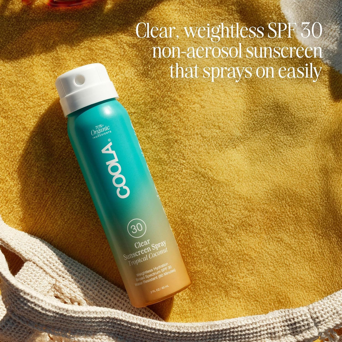 COOLA ingredients label highlighting plant-based antioxidants and reef-friendly formulation
