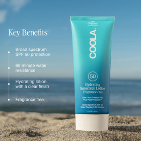 COOLA lotion pump closeup for easy dispensing benefit
