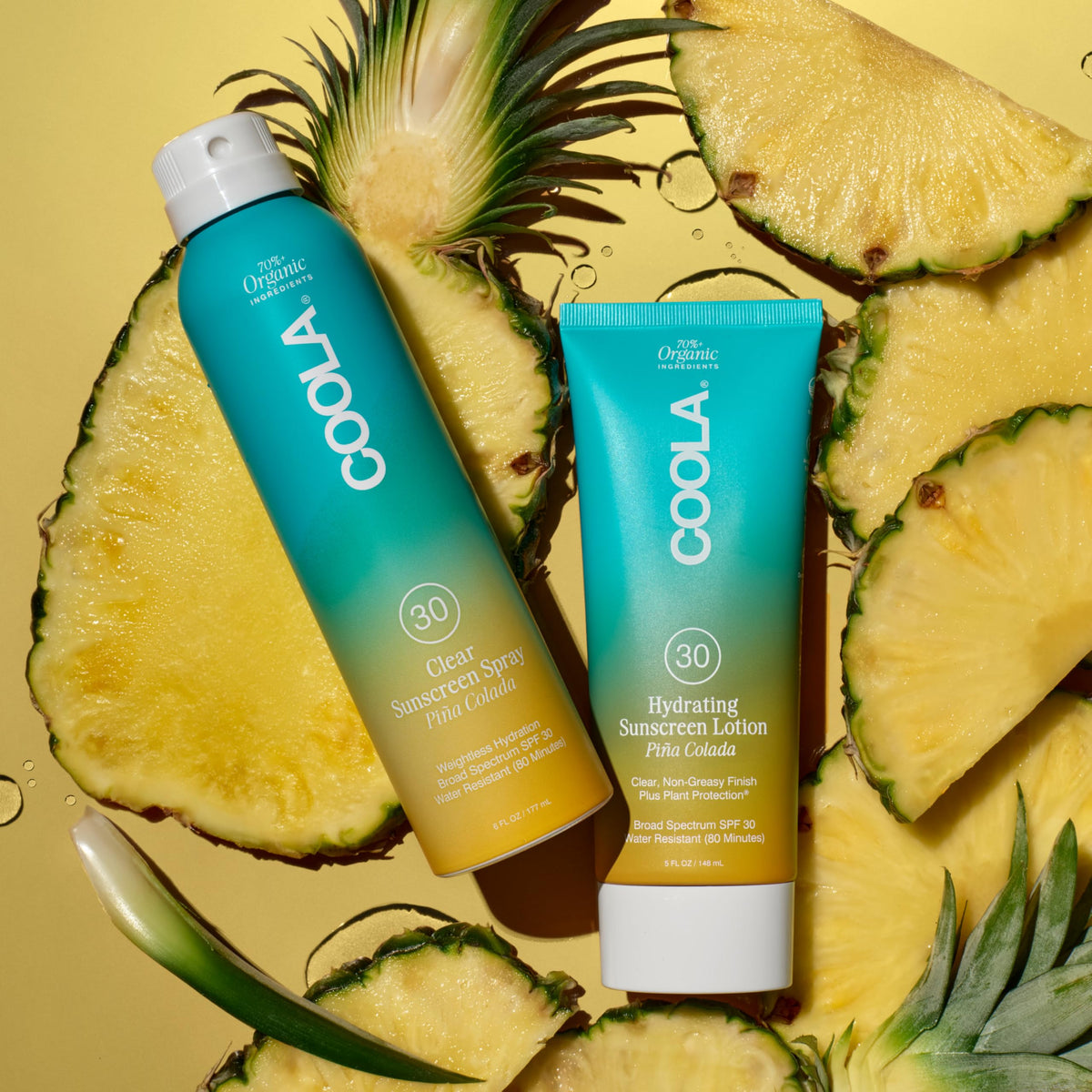 COOLA sunscreen being dispensed from pump for easy application