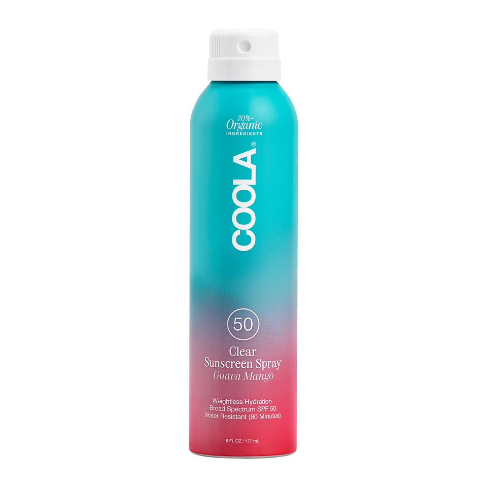 COOLA front packaging showing SPF 50 protection and guava mango scent benefit