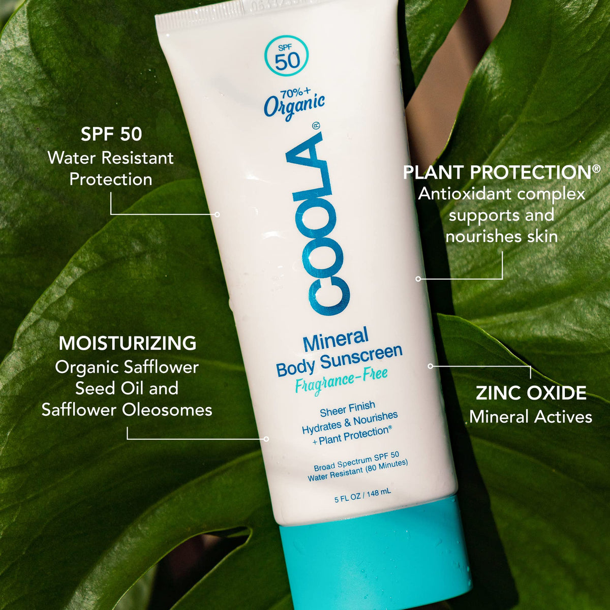 COOLA lotion texture close-up highlighting lightweight, non-greasy feel