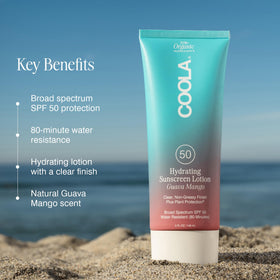 COOLA lotion texture close-up demonstrating lightweight absorption benefit