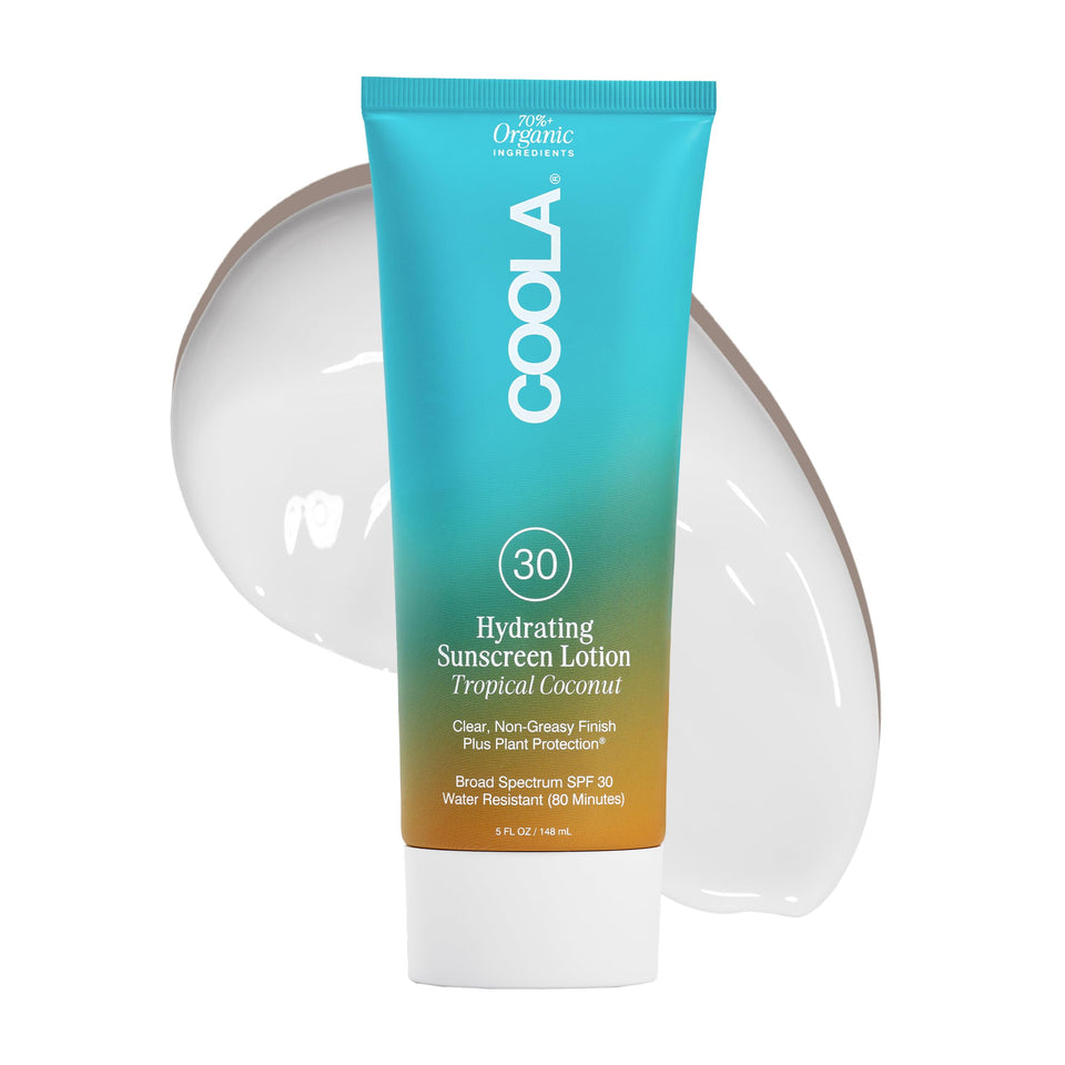 COOLA front packaging showing tropical coconut scent and SPF 30 benefit
