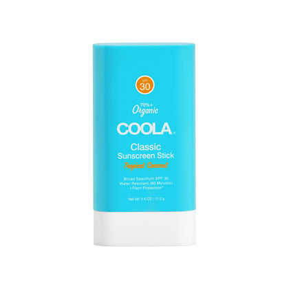 COOLA tropical coconut stick front packaging showing compact travel-friendly protection