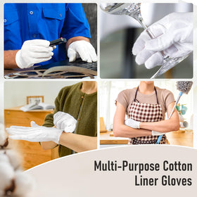 COOLJOB gloves next to hand for size comparison and fit