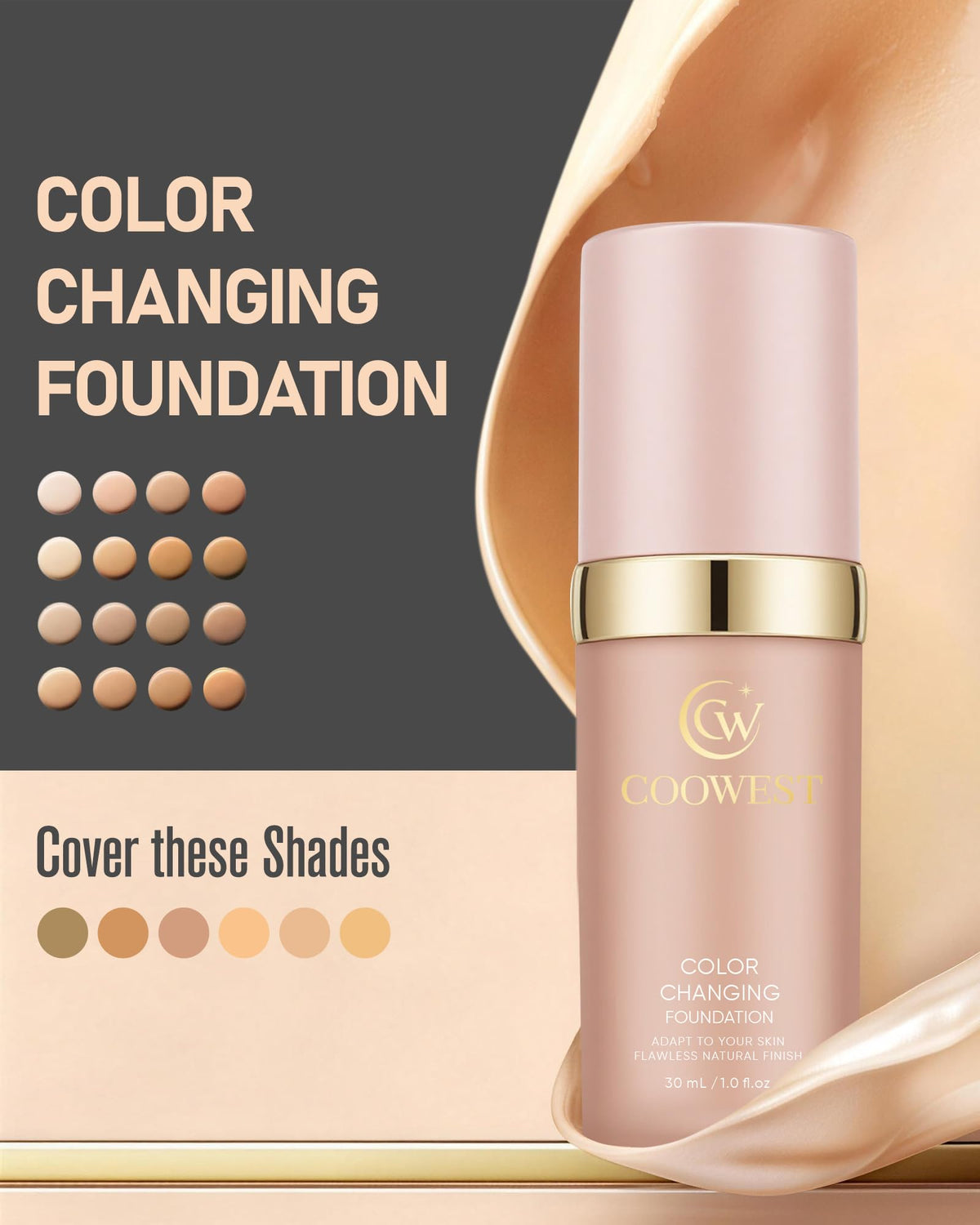 Coowest close-up texture drop highlighting lightweight hydrating formula benefit