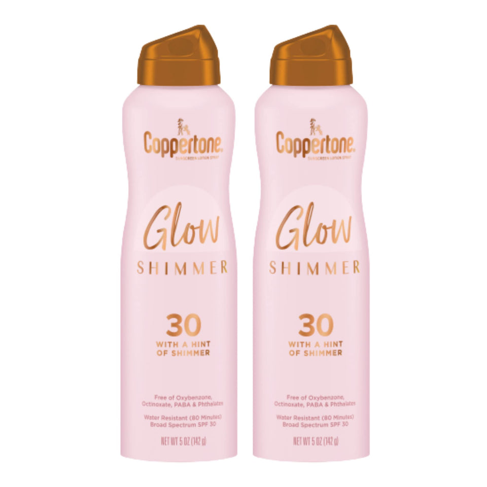 Coppertone front view of two bottles showing branding and benefit