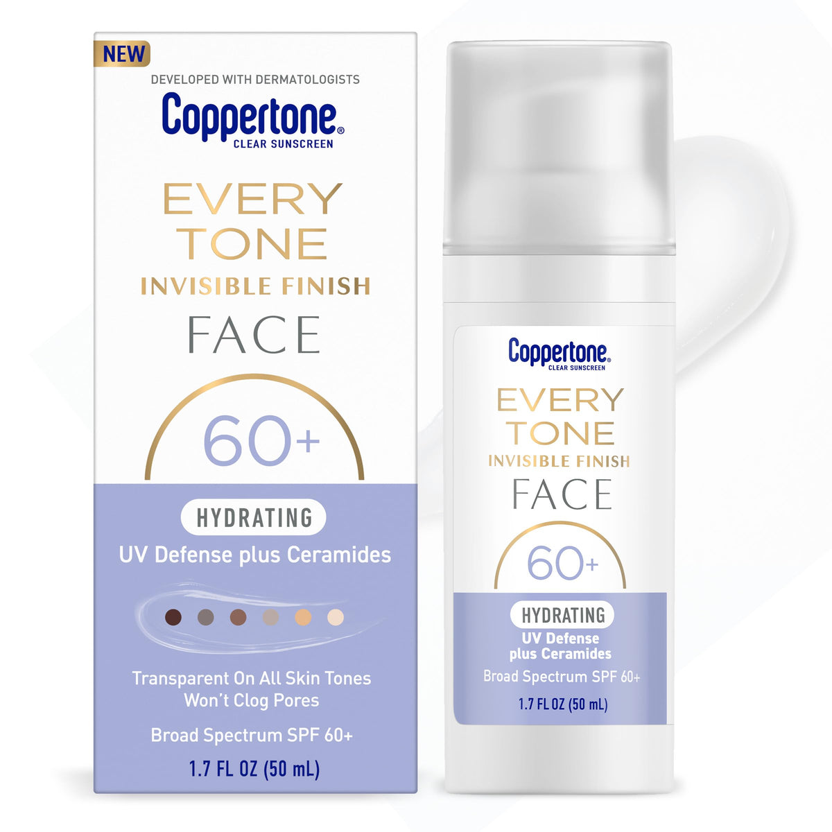 Coppertone pump bottle front view showing compact travel benefit