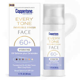 Coppertone pump bottle front view showing compact travel benefit