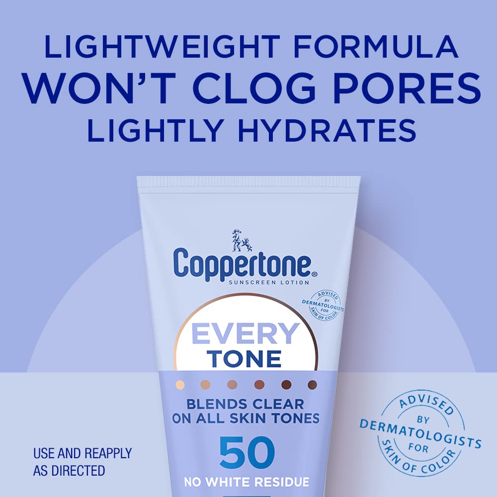 Coppertone every tone ingredient label highlighting vitamin E and filter information