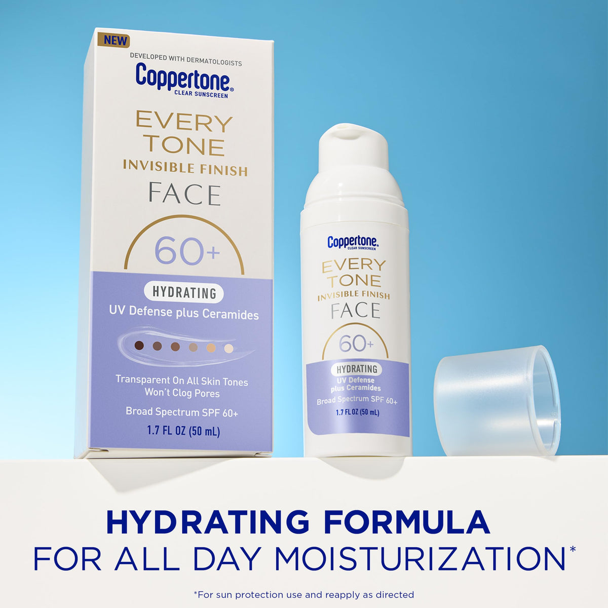 Coppertone dispensing clear sunscreen texture for quick absorption