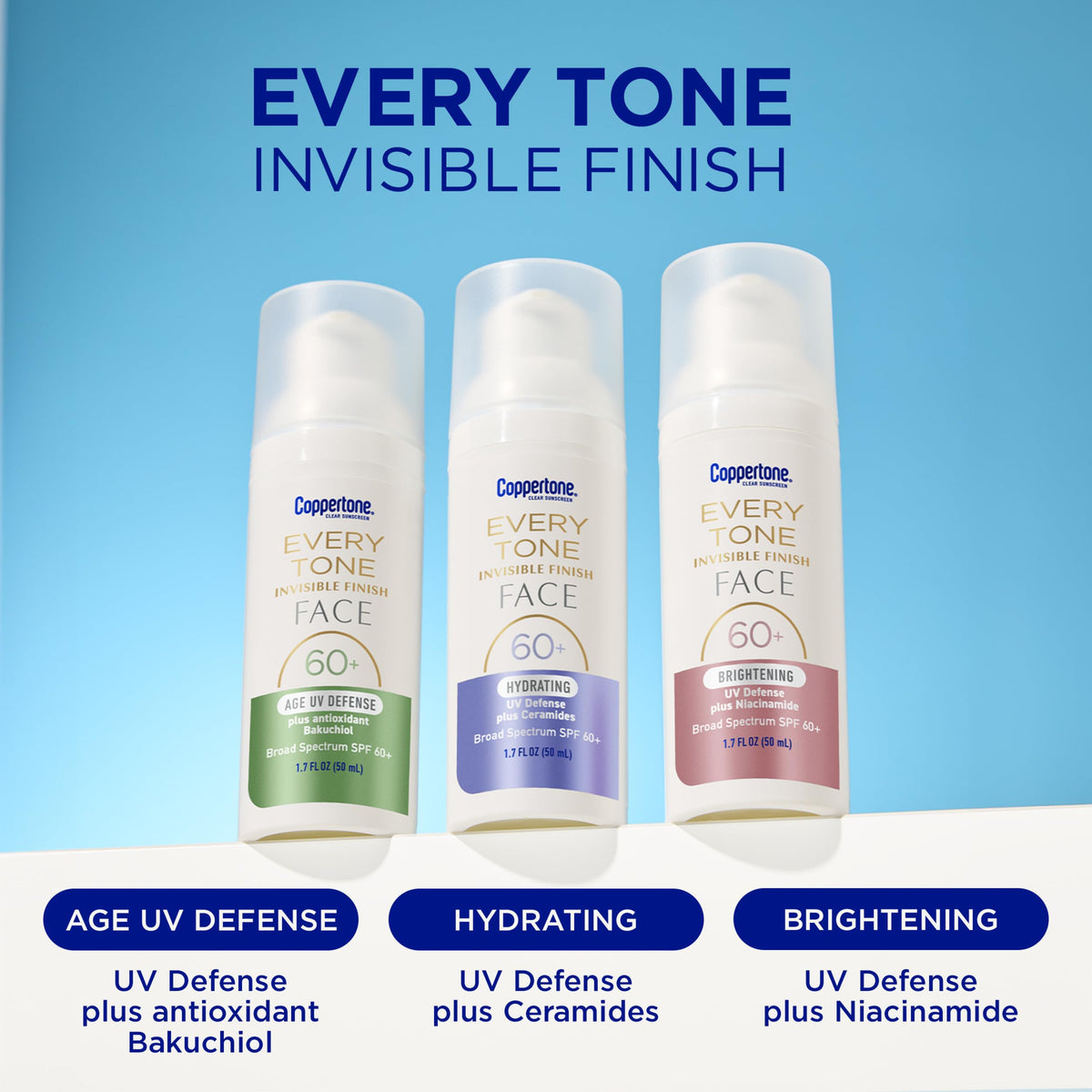 Coppertone sunscreen layered under makeup for smooth daily wear